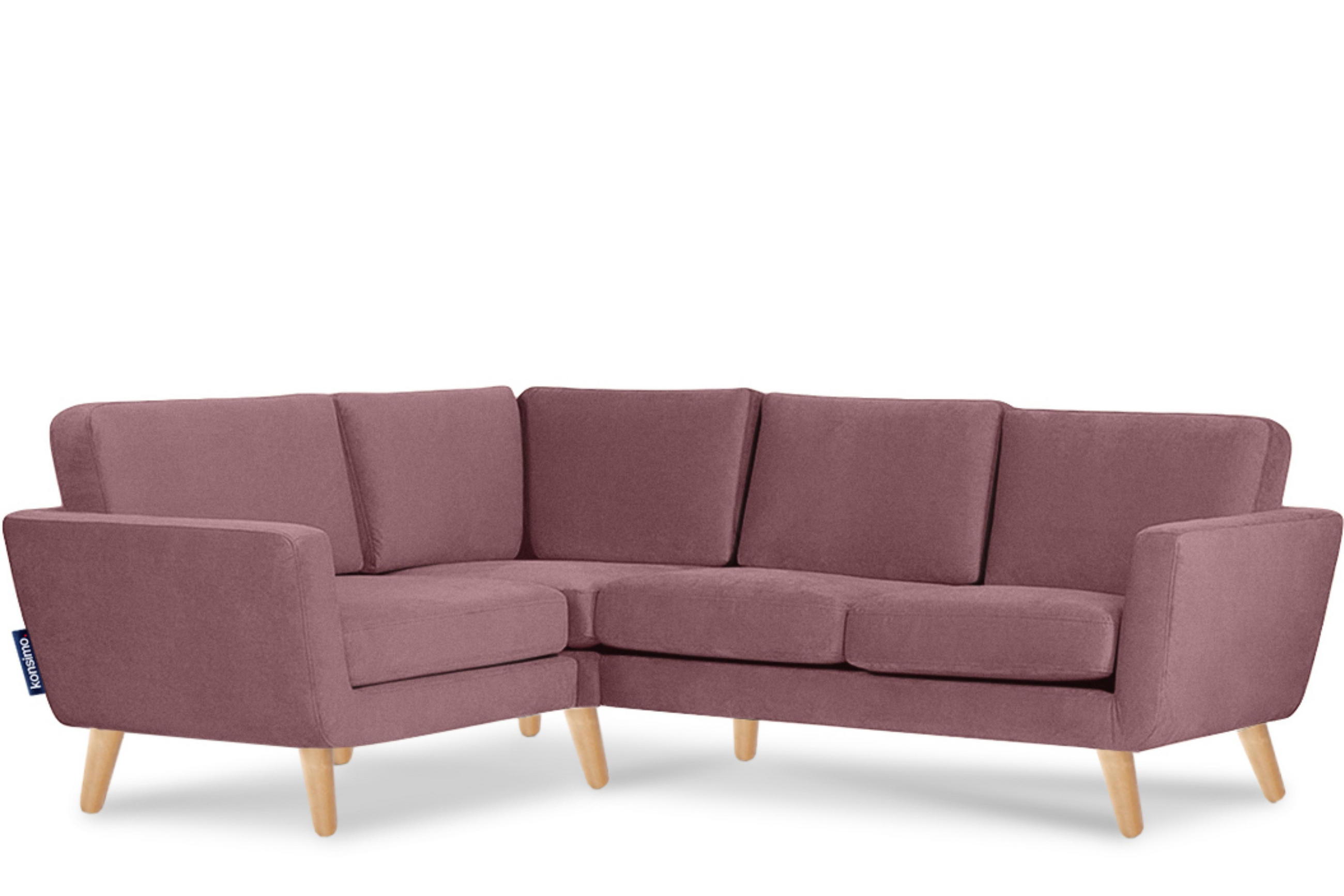 ECKSOFA-LINKS TAGIO 3/4 Sitzer, rosa - Koralle/Braun, Buchenholz/Textil (220/181cm) - KONSIMO®