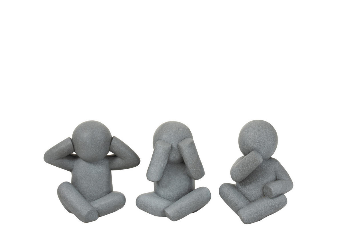 FIGUR P'TIT MAURICE SITZEND - Zement - Grau - 3er Set - Grau, Stein (26/42/42cm) - J-Line