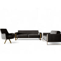 SOFASET Valerie 3-2 Und Drehsessel - Schwarz, Holzwerkstoff/Textil (228/79/90cm) - Fun Möbel