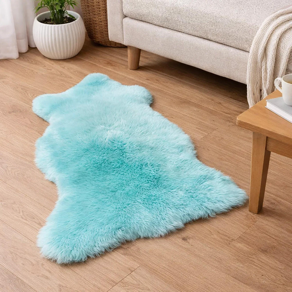 LAMMFELL Öko bunt gefärbt weich Fell Teppich Türkis ca. 110 cm - Türkis, Fell (60/110cm) - Provellus