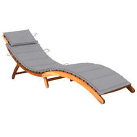 SONNENLIEGE mit Auflage Akazie Massivholz - Grau, Holz (55/64/184cm) - furnicato