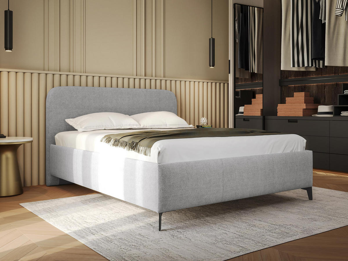 POLSTERBETT Holly - Hellgrau/Schwarz, Holz/Textil (180/200cm) - MIRJAN24