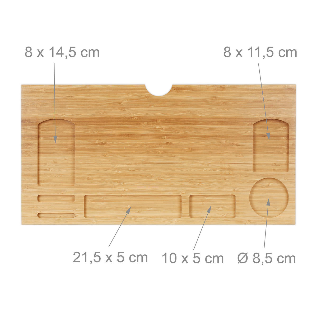 MONITORSTÄNDER Natur Bambus 7 Fächer 60x30x8,5 cm - Hellbraun, Holz (30/60/8.5cm) - Relaxdays
