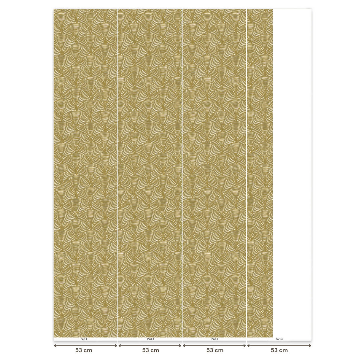 TAPETE - Fächer - Geometrisch - Grün - 180x280 cm - Goldfarben, Papier (180/280cm) - OnlyWow