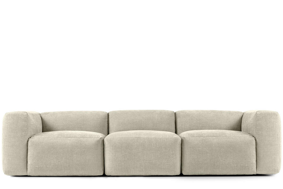 3-SITZER-MODULSOFA BUFFO mit extrem weicher und bequemer Sitzfläche, Gewebestoff, ecru - Ecru, Textil (290/73/96cm) - KONSIMO®