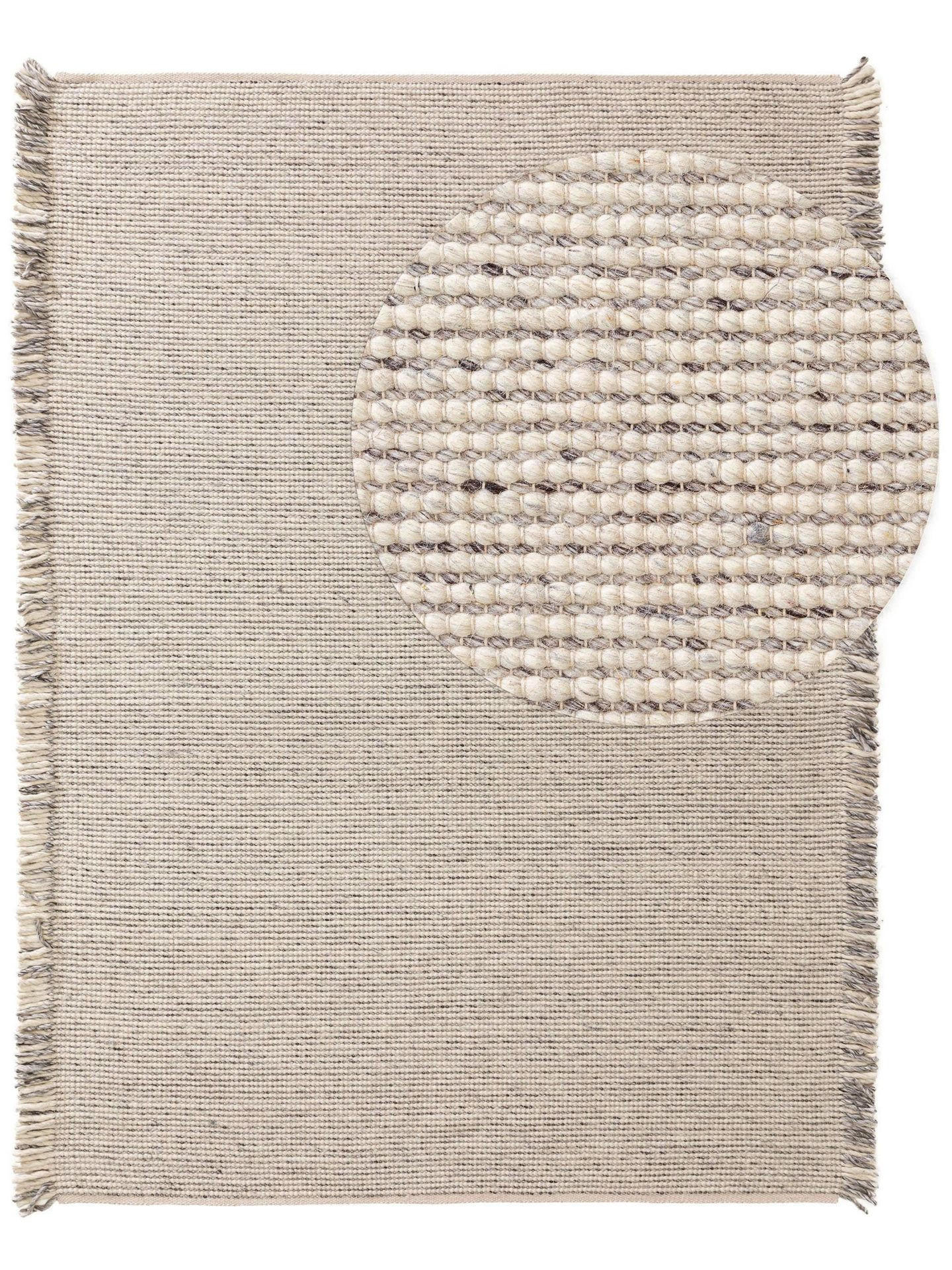 WOLLTEPPICH Mary Ivory Hellgrau 160x230 cm - Beige/Grau, Textil (160/1cm) - KUNSTLOFT