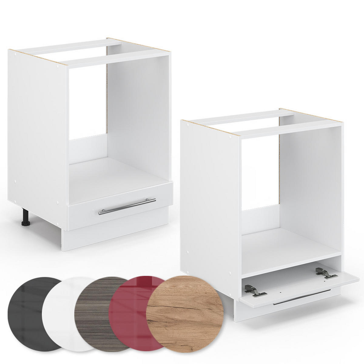 HERDUMBAUSCHRANK Fame-Line Weiß Hochglanz 60 cm ohne Arbeitsplatte - Weiß Hochglanz/Weiß, Holzwerkstoff (60/82/51.6cm) - Vicco