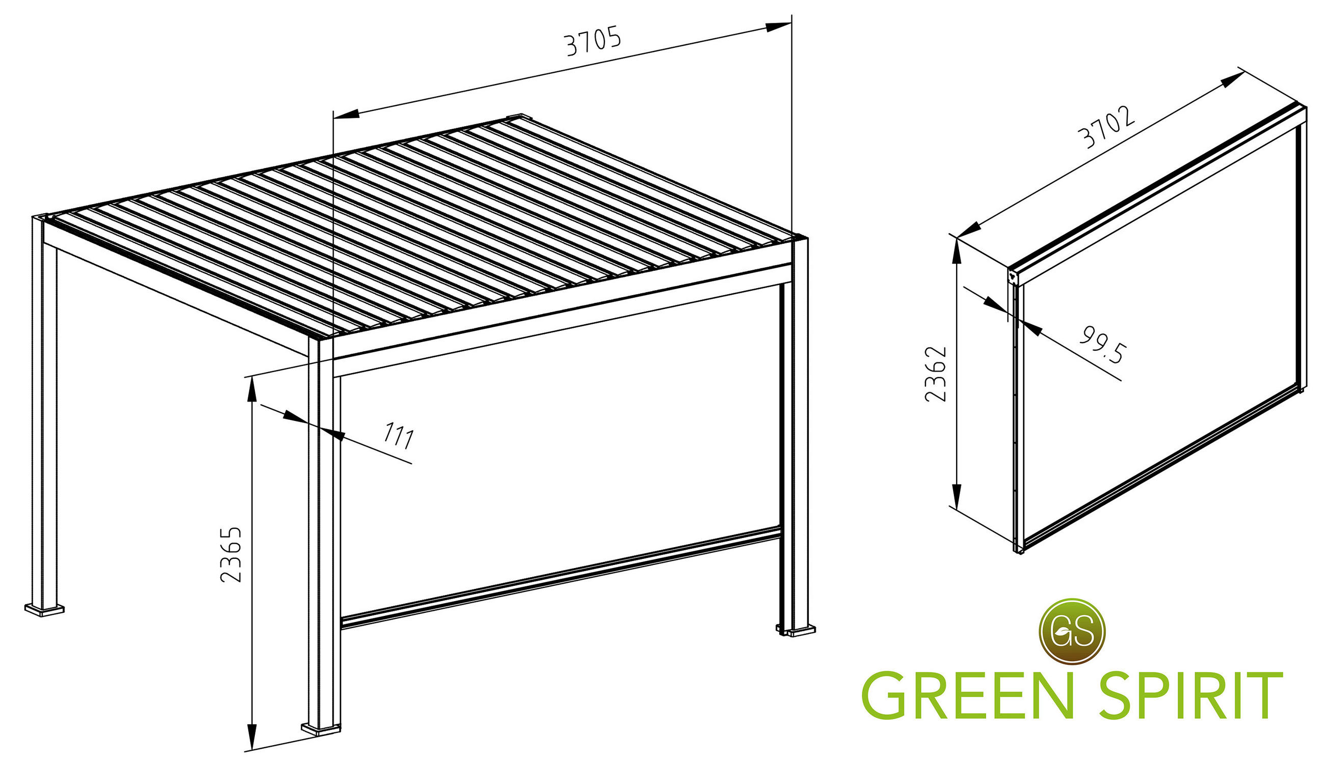 PERGOLA-SONNENROLLO Mirador für 4 m Pergola Classic und Deluxe Anthrazit - Grau, Kunststoff (381/22.5/17cm) - Green Spirit