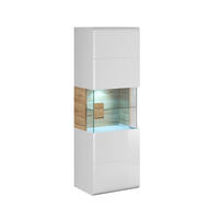 VITRINE Jules Weiß und Holz - Weiß, Holzwerkstoff (53/159/39cm) - Petits-meubles