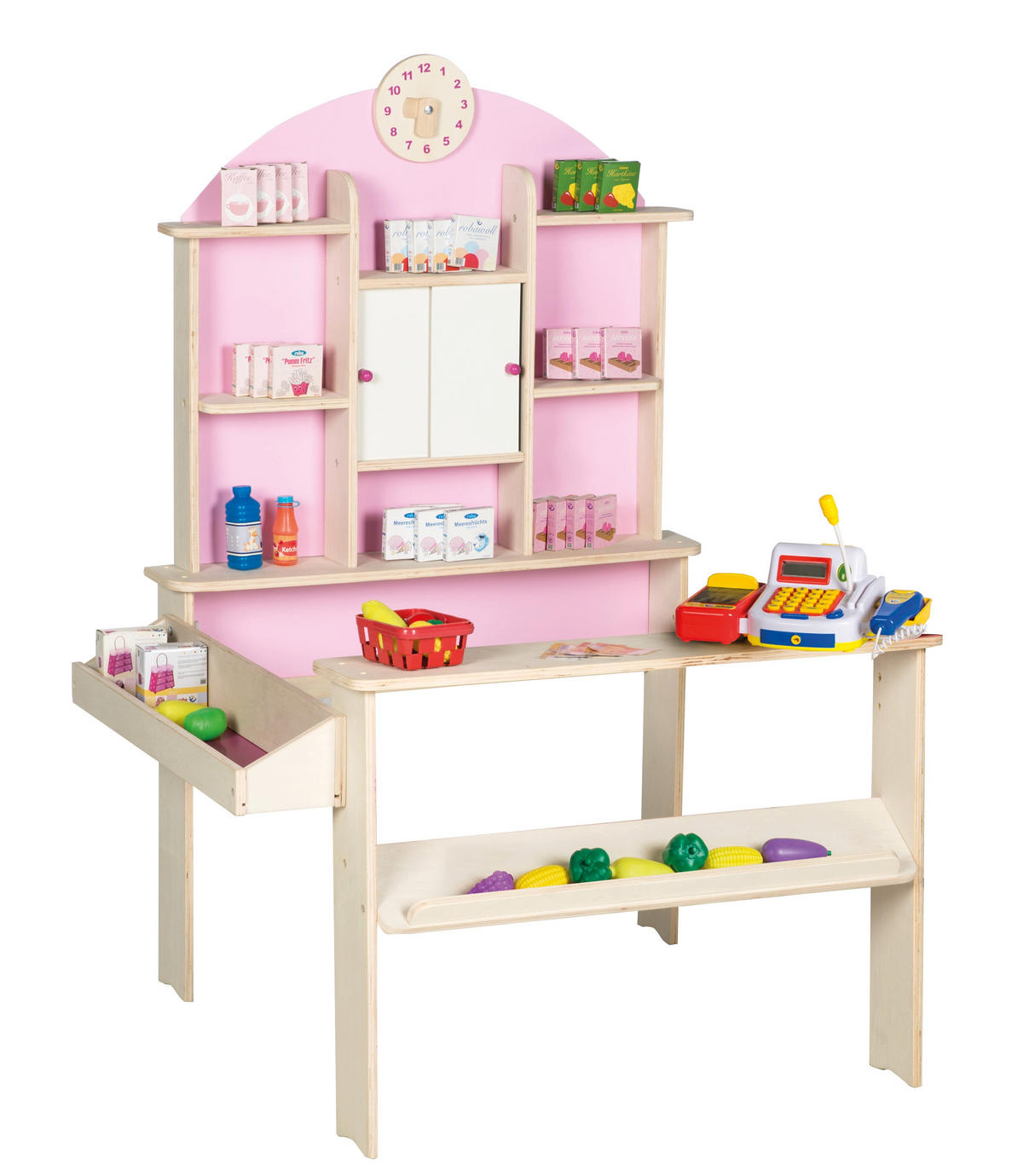 VERKAUFSSTAND mit Zubehör - Rosa, Holzwerkstoff (81/112/71cm) - Roba