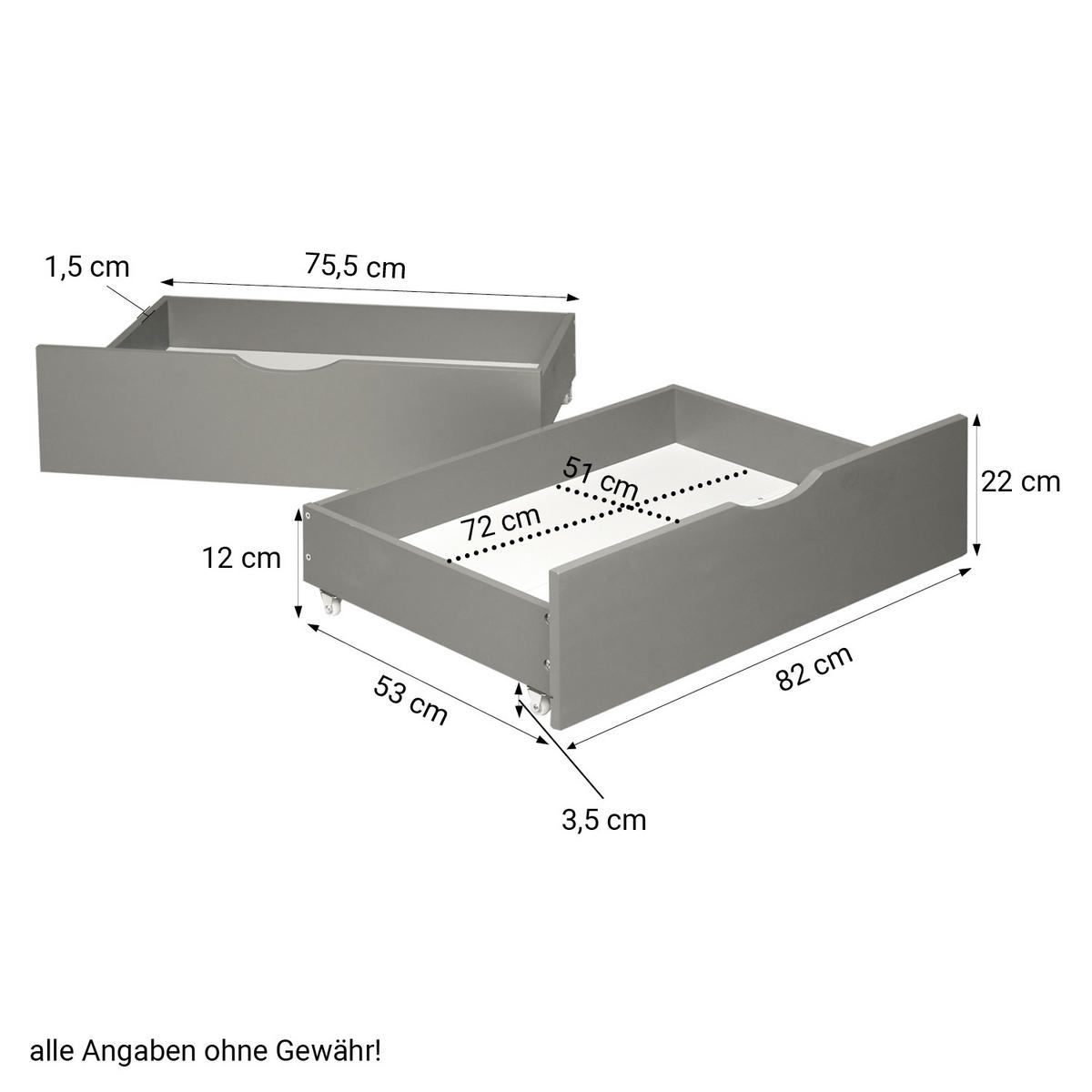 HOLZBETT mit Stauraum 140/200 cm grau - Grau, Holz (140/200cm) - Homestyle4u