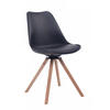 STUHL Lederlook schwarz - Eukalyptusholzfarben/Schwarz, Holz/Textil (48/84/56cm) - CLP