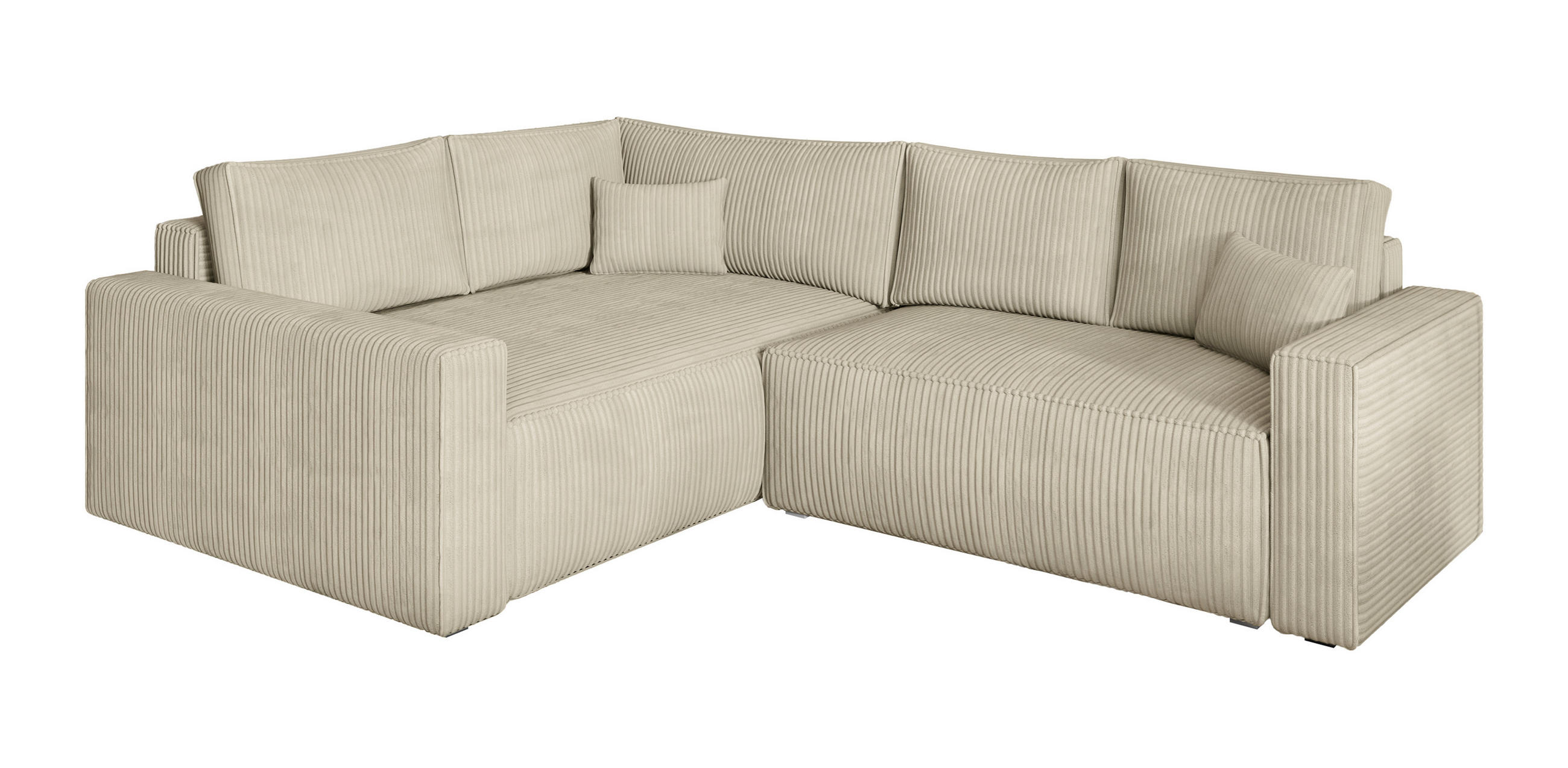 ROHOVÁ SEDAČKA ERONIS krémová - šedá/krémová, dřevo/textil (265/194cm) - MASSENO