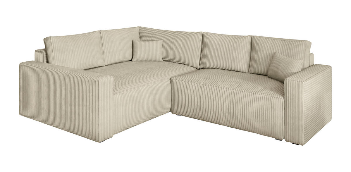 ROHOVÁ SEDAČKA ERONIS krémová - šedá/krémová, dřevo/textil (265/194cm) - MASSENO