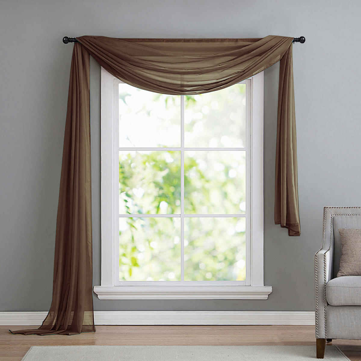 QUERBEHANG 1ER SET HxB 140x600 Braun - Braun, Textil (140/600cm) - Gardinenbox