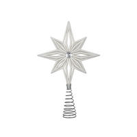 WEIHNACHTSBAUMSPITZE Stern weiß, Kunststoff, 20 cm - Weiß, Kunststoff/Metall (20cm) - LAALU