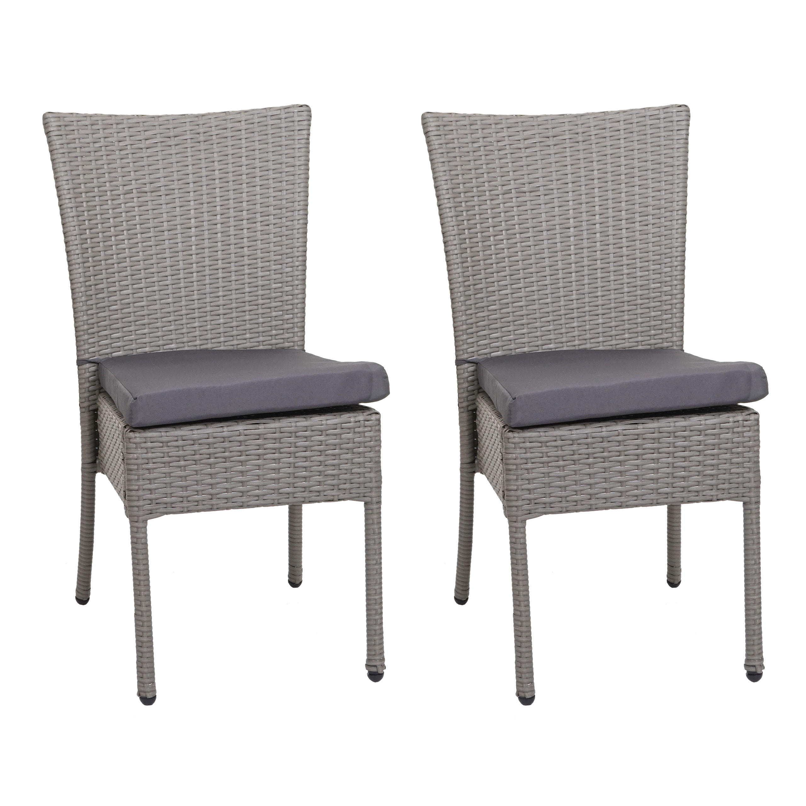 POLY-RATTAN STUHL Grau, Anthrazit 2er-Set - Hellgrau/Grau, Kunststoff (52/90/58cm) - MCW