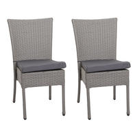 POLY-RATTAN STUHL Grau, Anthrazit 2er-Set - Hellgrau/Grau, Kunststoff (52/90/58cm) - MCW
