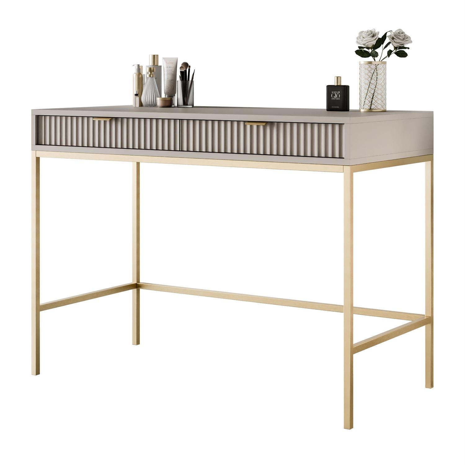 KONSOLENTISCH CORTADO GOLD T104 KASCHMIR - Beige, Holzwerkstoff (50/104/78cm) - Lookway