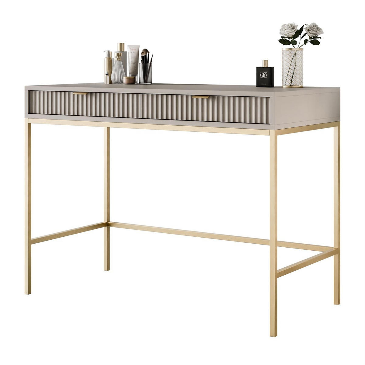 KONSOLENTISCH CORTADO GOLD T104 KASCHMIR - Beige, Holzwerkstoff (50/104/78cm) - Lookway