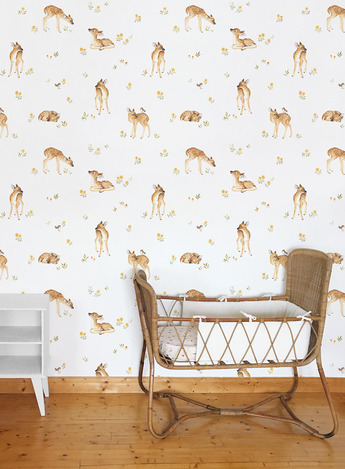VLIESTAPETE, Oh deer, Rehkitze, 50 cm x 10 m, gelb - Hellgelb/Braun, Papier (50/1000cm)
