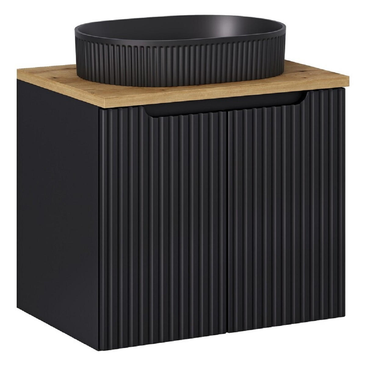 WASCHTISCHKOMBI 60 cm 3Teile - Nova Black N BM125 in Schwarz/ Evoke Eiche - Schwarz/Eiche Artisan, Holz (60/57/40cm)