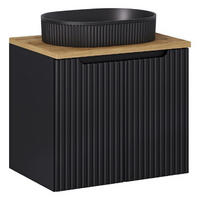 WASCHTISCHKOMBI 60 cm 3Teile - Nova Black N BM125 in Schwarz/ Evoke Eiche - Schwarz/Eiche Artisan, Holz (60/57/40cm)