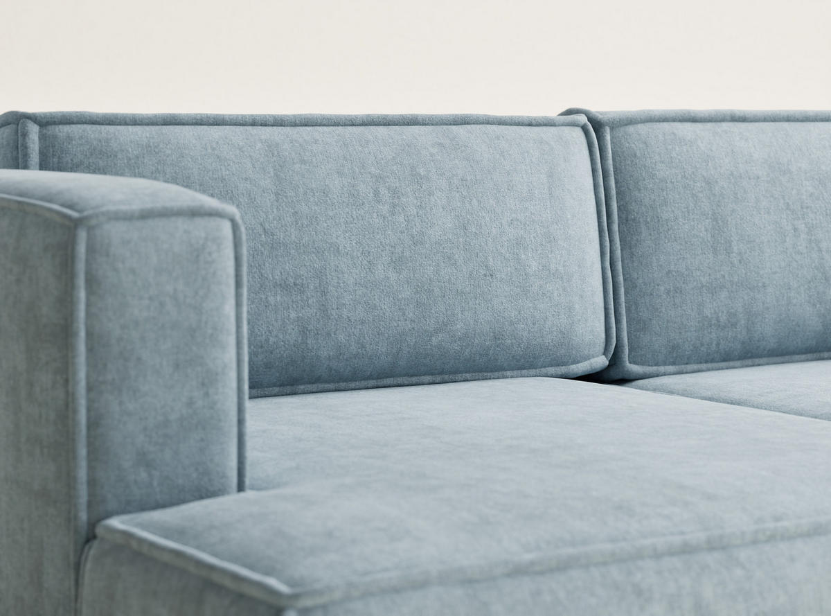 ECKSOFA MIT SCHLAFFUNKTION Velto Hellblau Webstoff - Schwarz/Hellblau, Holz/Holzwerkstoff (152/250cm) - Maison de Reve