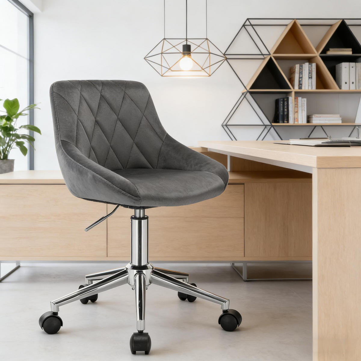 DREHSTUHL DE-40894 mit Samtpolsterung höhenverstellbar Dunkelgrau - Dunkelgrau, Metall (31.5/77/37.5cm) - ComfortXL