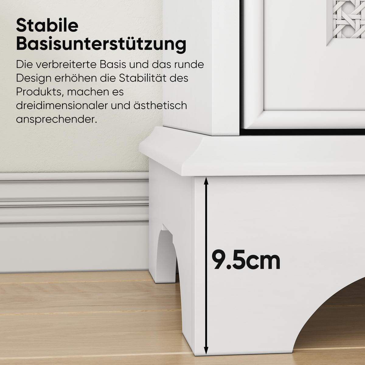 FREISTEHENDER Badezimmerschrank, weiß, mit Korbtür und verstellbarem Regal, moderner Stauraumschrank, geeignet für Bad, Wohnzimmer und Küche - Weiß, Holz (29.8/86.5/66.6cm) - Ej. Life