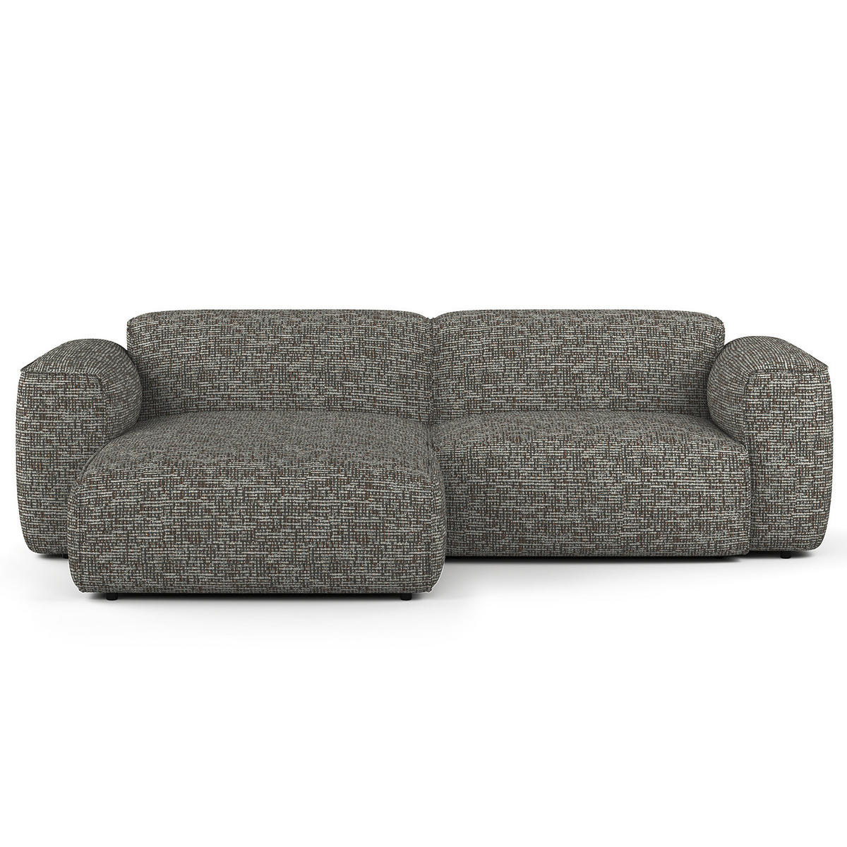 1,5-SITZER ECKSOFA mit Longchair - Schwarz/Grau, Kunststoff/Textil (260/173cm) - home24