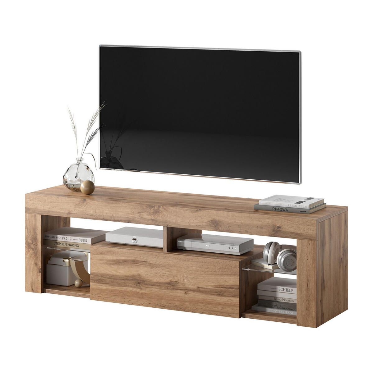 TV-LOWBOARD Bianko Lancelot Eiche mit LED, 140 cm - Eichefarben, Holzwerkstoff (140/50.5/35cm) - Selsey
