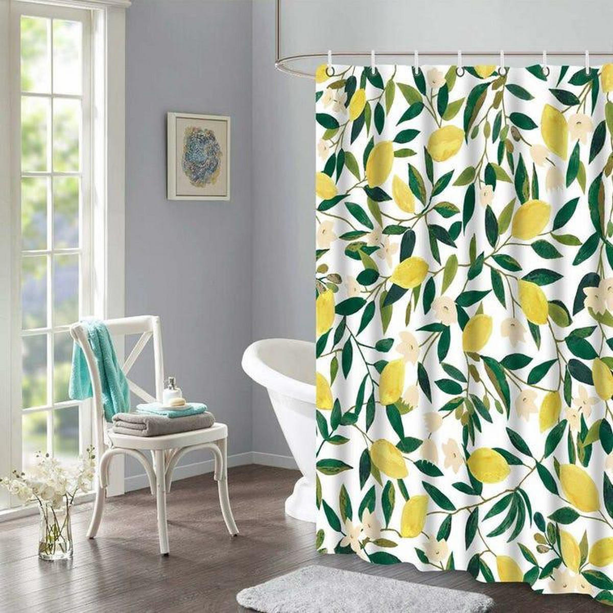 DUSCHVORHANG Stoff wasserdicht mit Haken - Grau, Textil (180/180cm) - MCBOSON