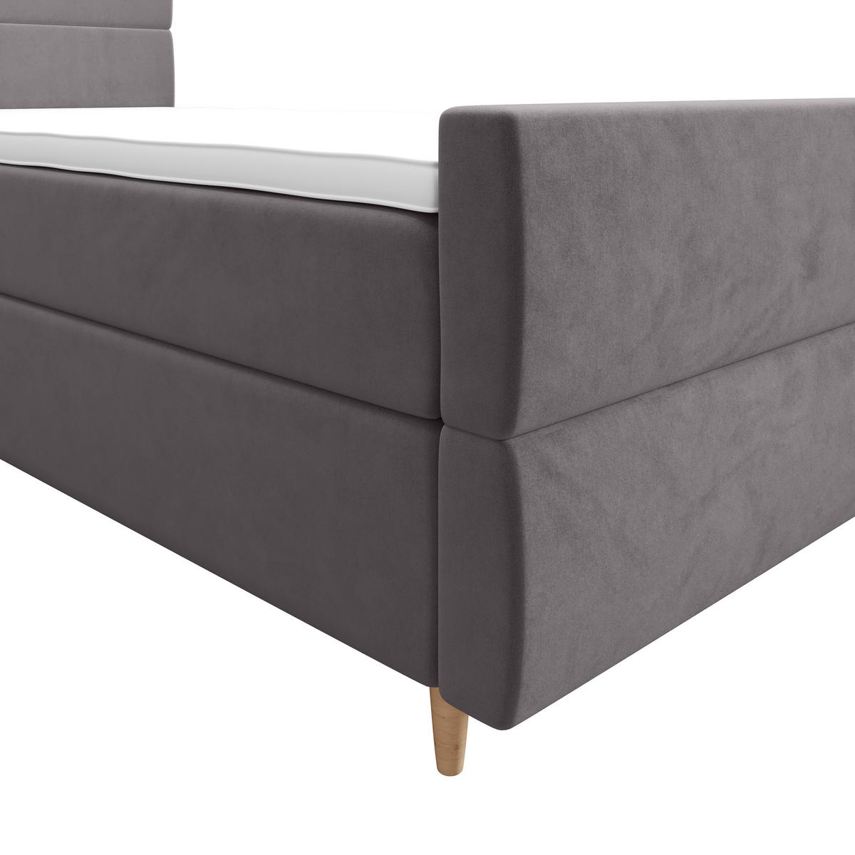 BOXBETT FLO PLUS 100x200 Itaka 50, mit Matratze H3, Bonell und Topper, Hellgrau - Hellgrau, Holz/Textil (100/200cm) - Bedante