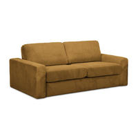 3-SITZER SOFA mit Schlaffunktion Cord Stoff Gelb - Currygelb/Gelb, Kunststoff/Textil (195/80/100cm) - LaMiaSofa