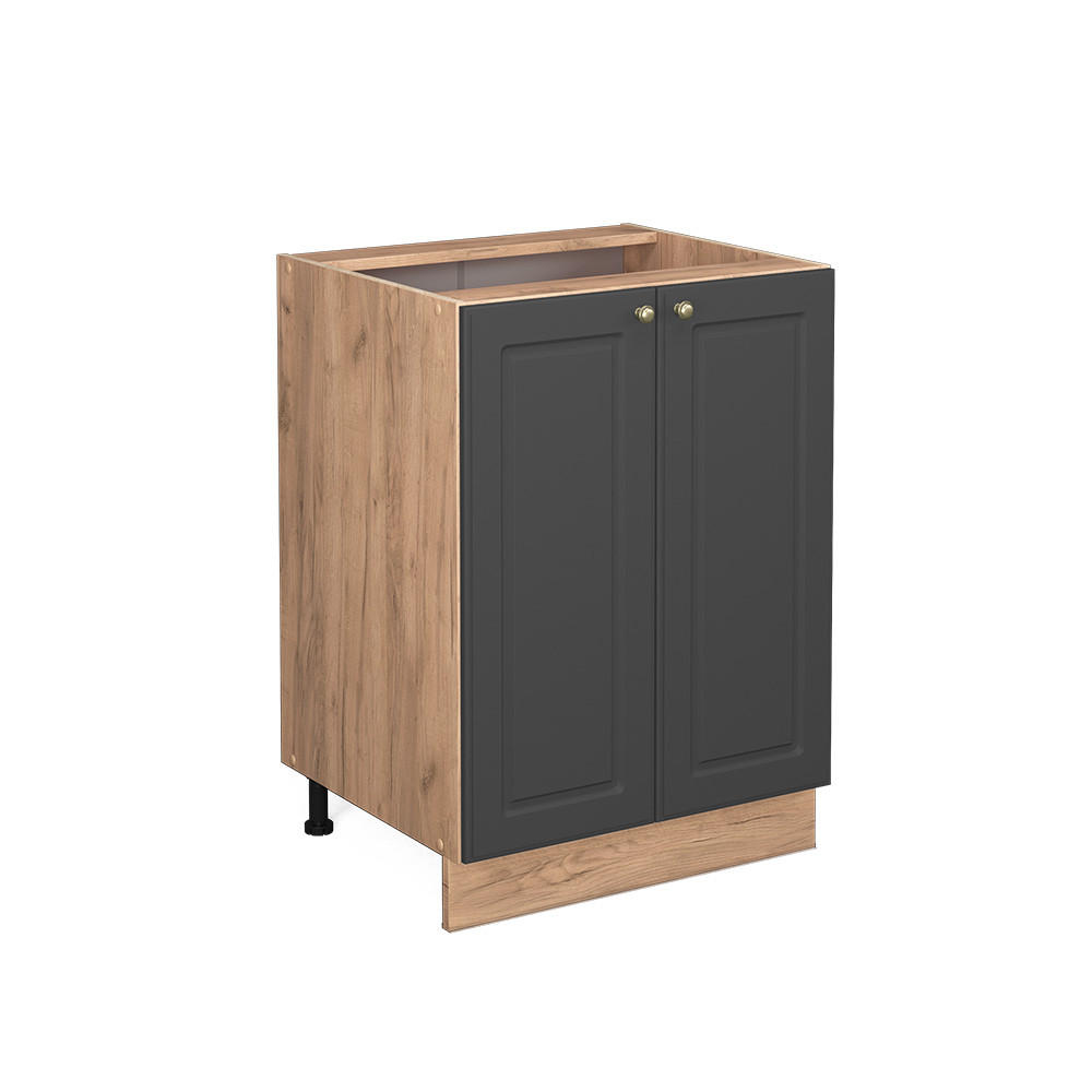 KÜCHENUNTERSCHRANK Fame-Line Anthrazit-Gold 60 cm ohne AP - Honigeiche/Anthrazit, Holzwerkstoff (60/82/51.6cm) - Vicco