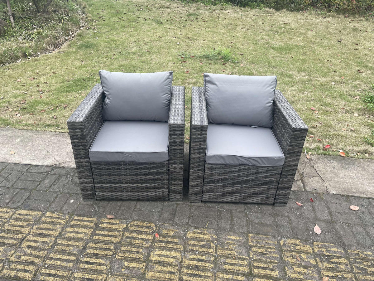 GARTENSTUHL Polyrattan 2-teilige - Dunkelgrau, Metall (70/66/74cm) - Fimous