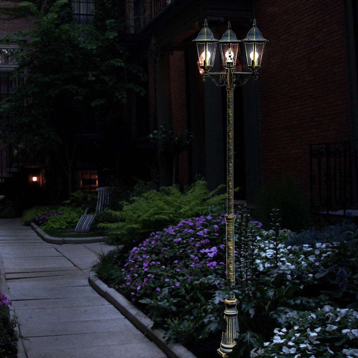 LED AUSSENLEUCHTE Kandelaber Bronze Glas - Bronzefarben, Glas (55/58/220cm)