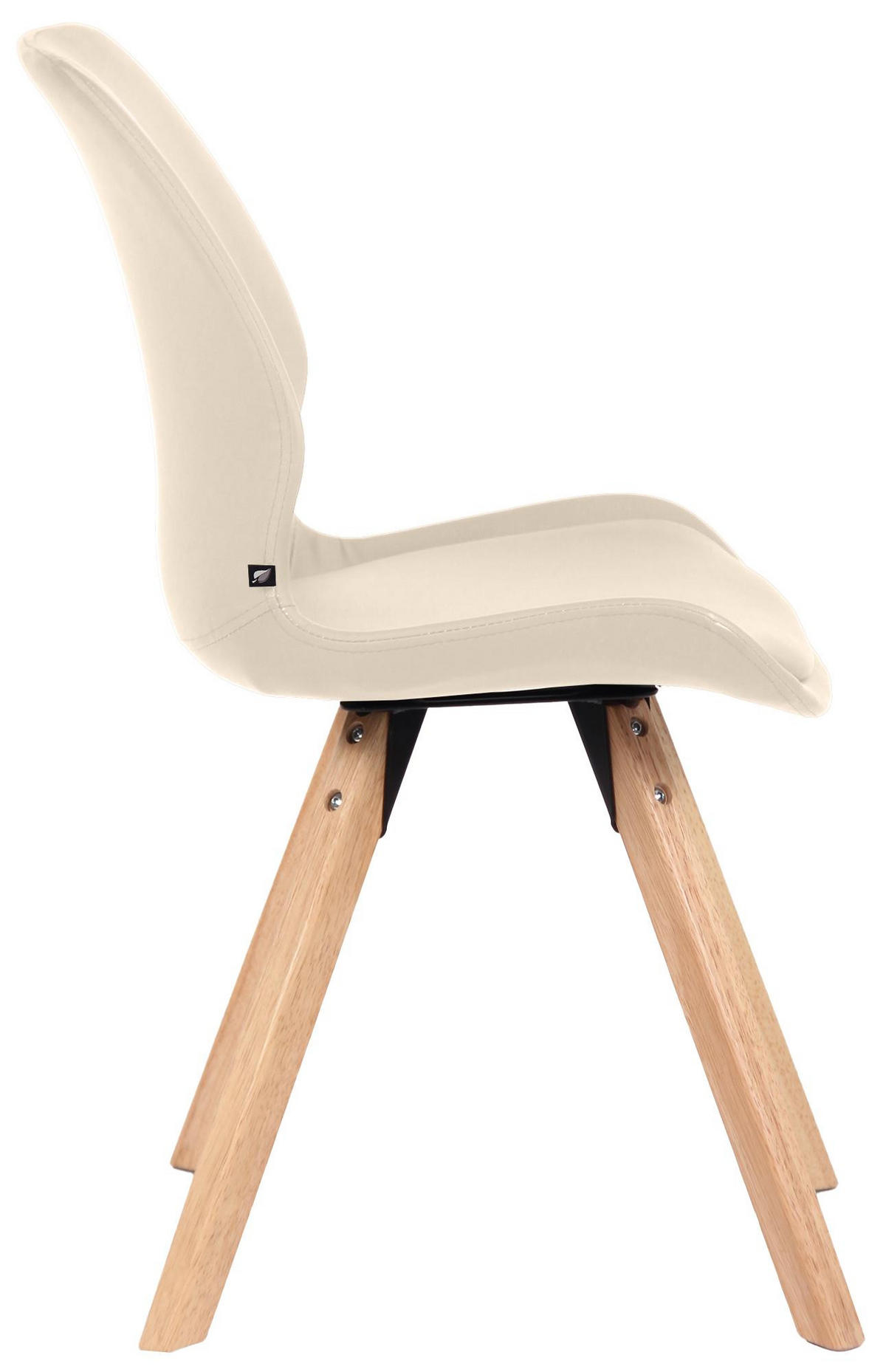 STUHL Lederlook Creme - Eukalyptusholzfarben/Creme, Holz/Textil (49/87/58cm) - CLP