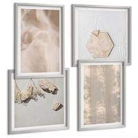 BILDER SET 4er Set - 50x50 cm & 40x60 cm Silberner Rahmen - Dezente Boho-Naturtexturen - Silberfarben, Kunststoff (50/50cm) - TULUP