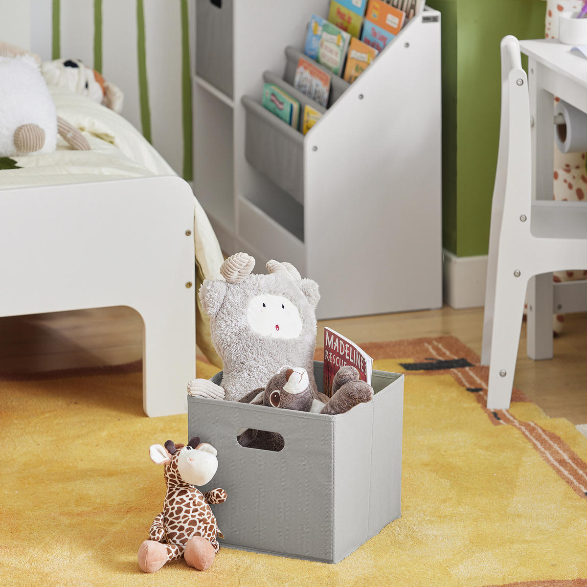 KINDERREGAL mit Boxen Weiß - Weiß/Grau, Holzwerkstoff (80/61/30cm) - SoBuy