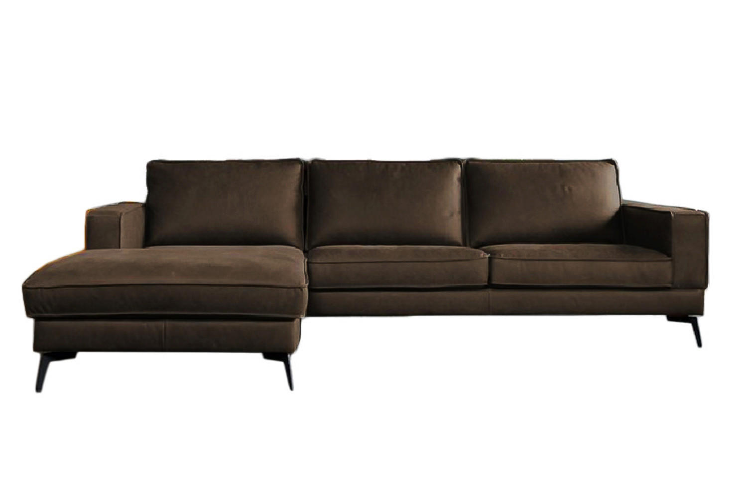 ECKSOFA BLOOM Dunkelbraun Leder - Dunkelbraun/Schwarz, Leder/Metall (276/177cm) - KAWOLA