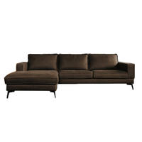 ECKSOFA BLOOM Dunkelbraun Leder - Dunkelbraun/Schwarz, Leder/Metall (276/177cm) - KAWOLA