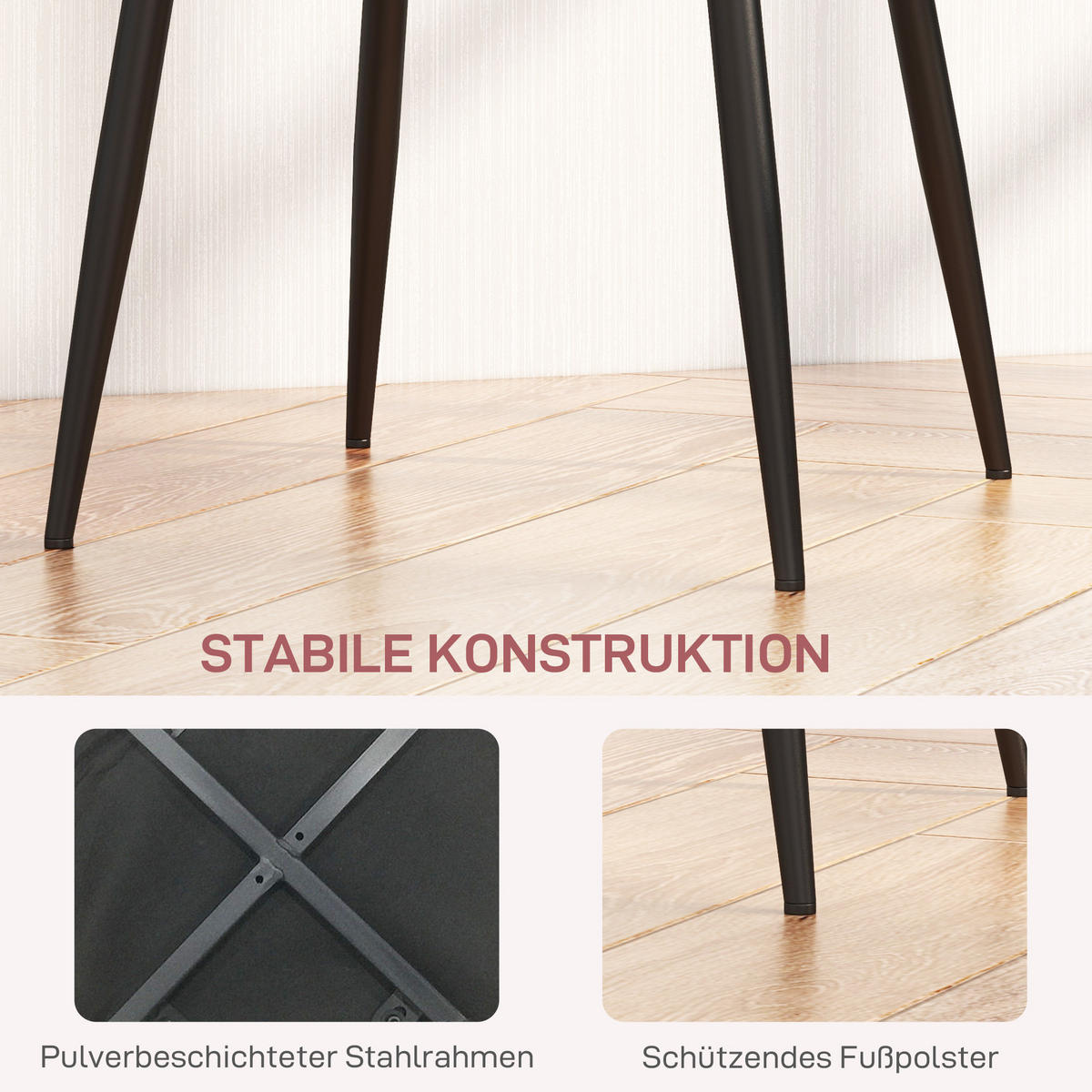 ESSZIMMERSTÜHLE 4er Set Küchenstuhl mit Rückenlehne, Rosa - Rosa, Kunststoff (45/87/54cm) - HOMCOM