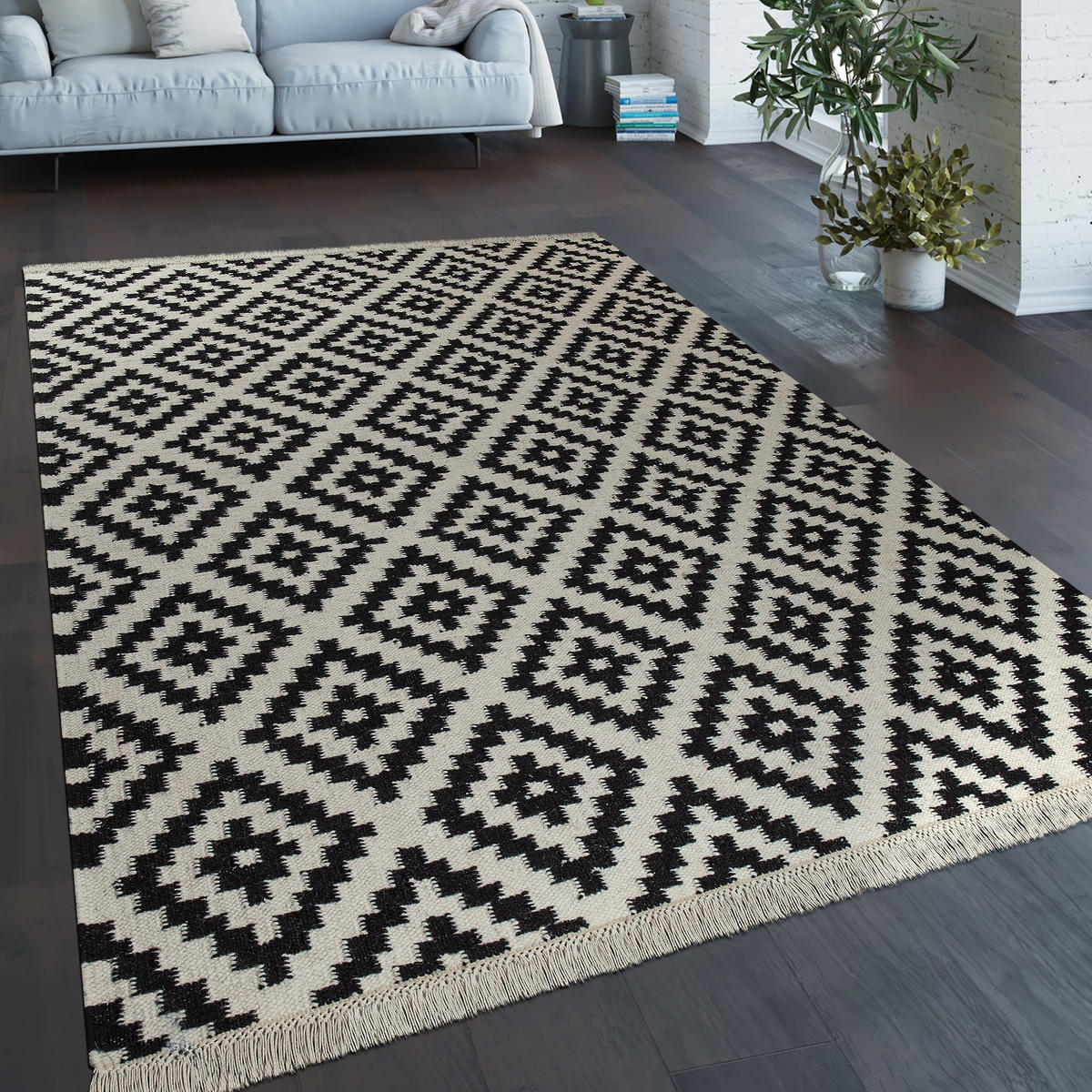 NATURFASERTEPPICH 120/170 cm Kenitra 500 - Schwarz, Naturmaterialien (120/170cm) - Paco Home