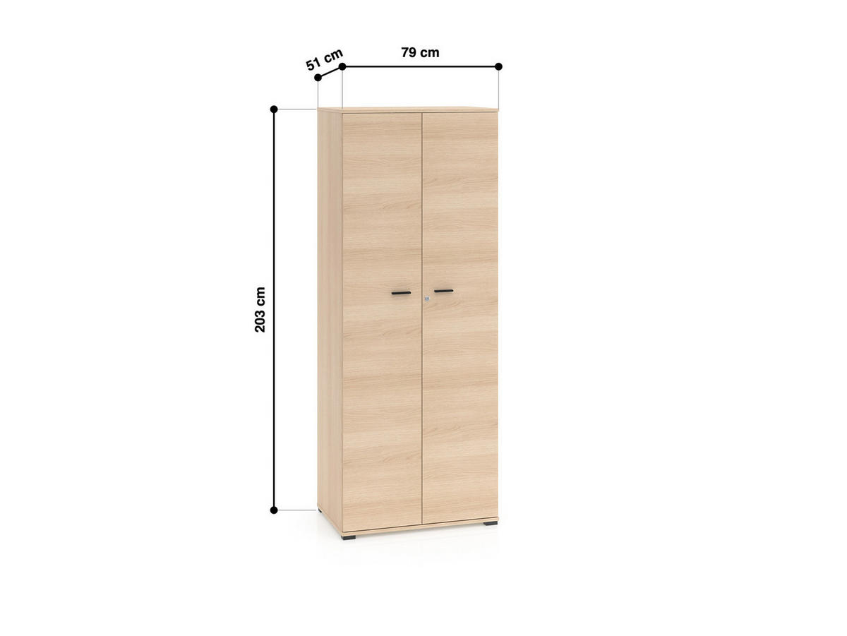 KLEIDERSCHRANK – 79 cm – Odelis – Schwarz / Eichefarben - Eichefarben/Schwarz, Holzwerkstoff (79/203/51cm) - hi-markt
