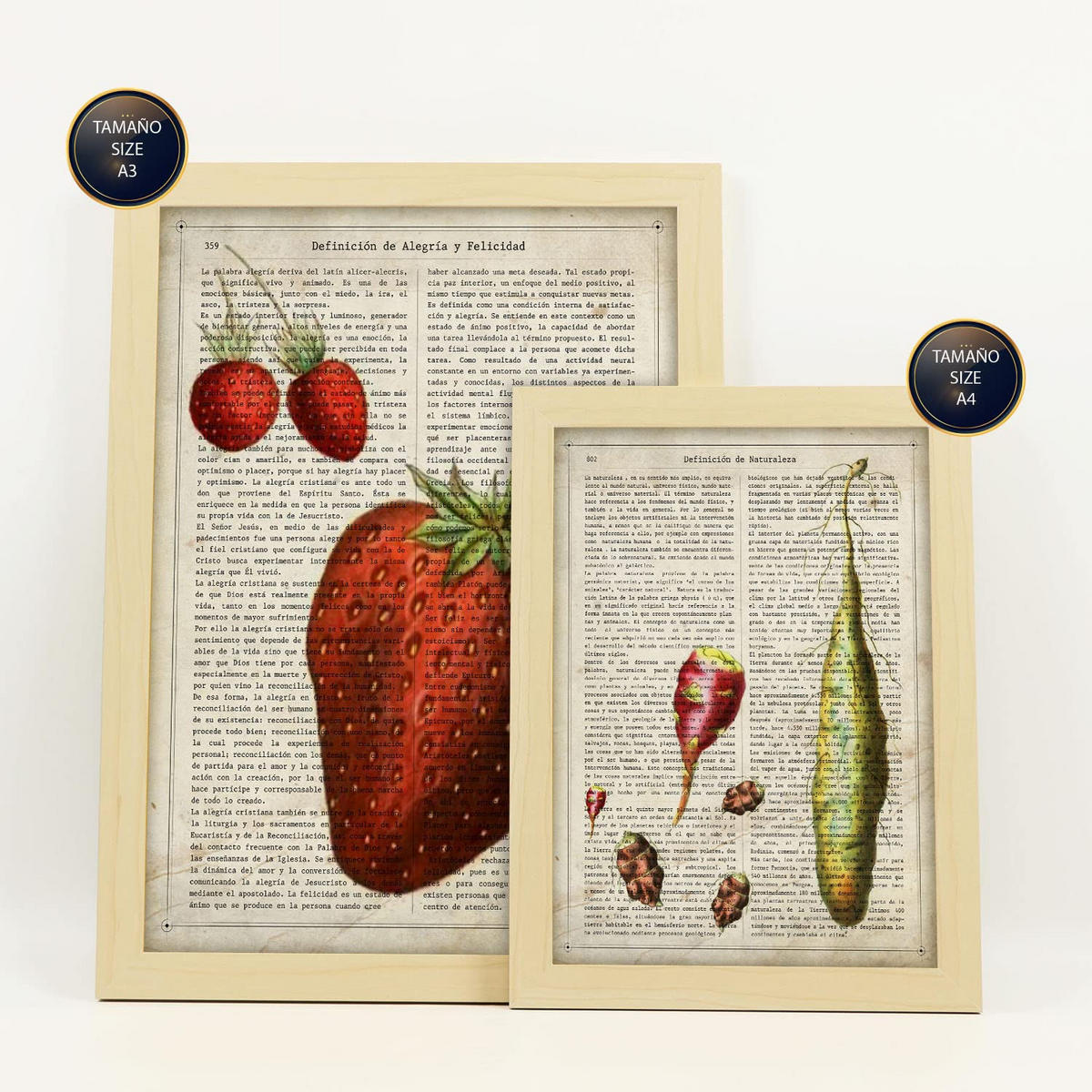 POSTER Set Mit 6 Ästhetische Küche Größe A3 & A4 Rahmen aus hellem Holz - Beige, Papier (29.7/1cm) - Nacnic