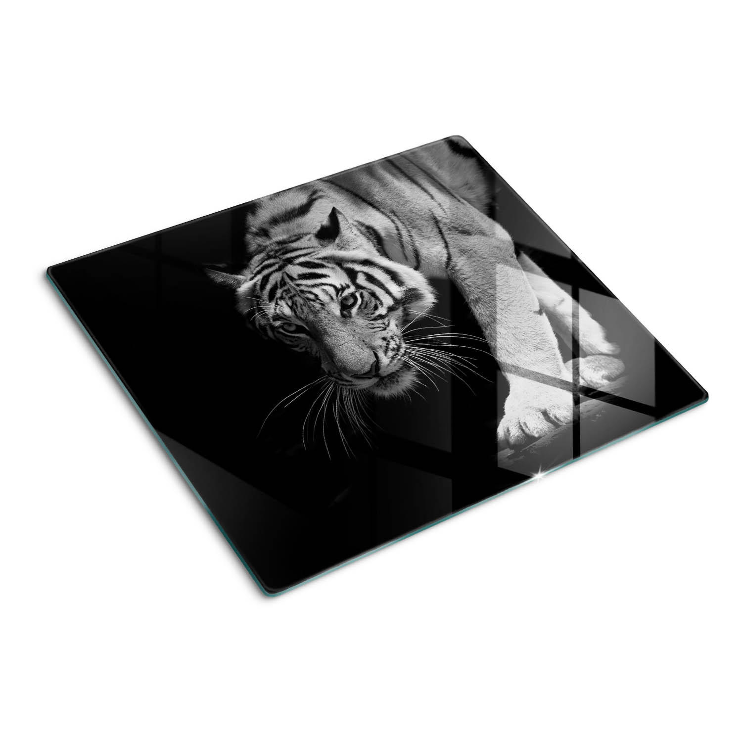 GLASPLATTE 60x52 cm Tiger - Schwarz/Braun, Glas (60/0.4/52cm) - TULUP