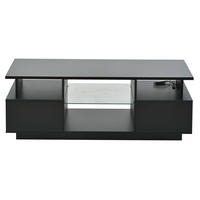 KONFERENČNÍ stolek, 100/50/36 cm, černý, s LED osvětlením a 2 zásuvkami - černá, kompozitní dřevo (100/50/36cm) - BEAOK