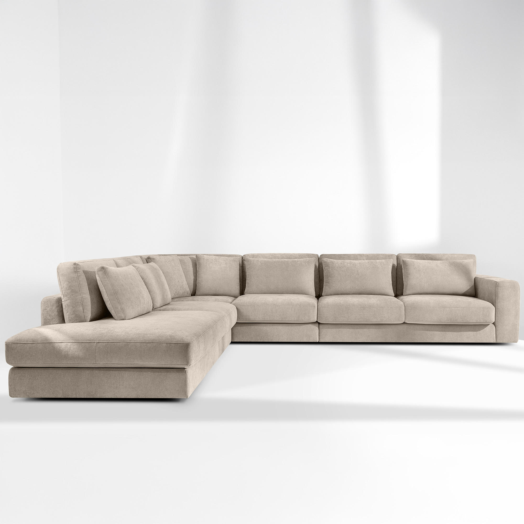 ECKSOFA XL links VERUS - Creme, Holz/Holzwerkstoff (377/328cm) - KONSIMO®